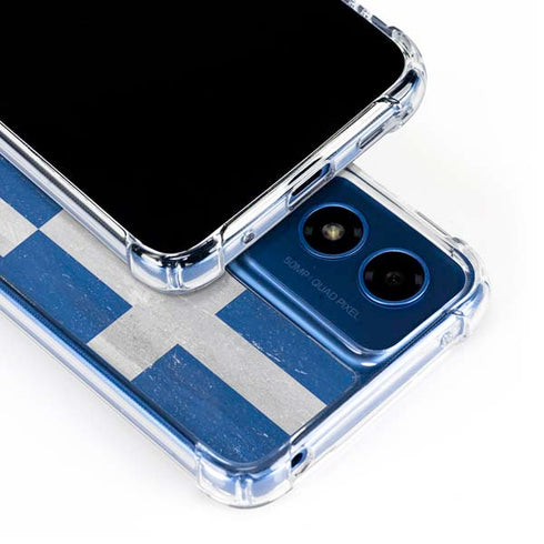 Greece Flag Distressed Moto G Play 4G (2024) Clear Case